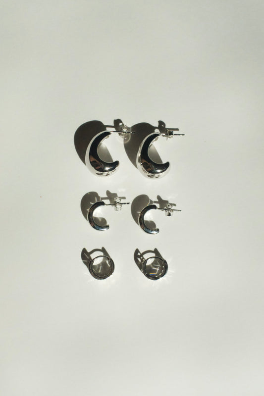 SAELA—Bold Chunky Silver Earrings