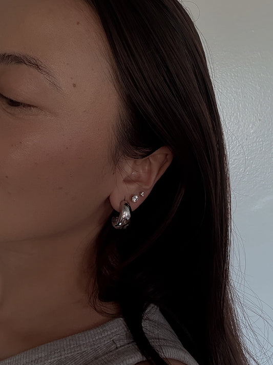 SAELA—Bold Chunky Silver Earrings