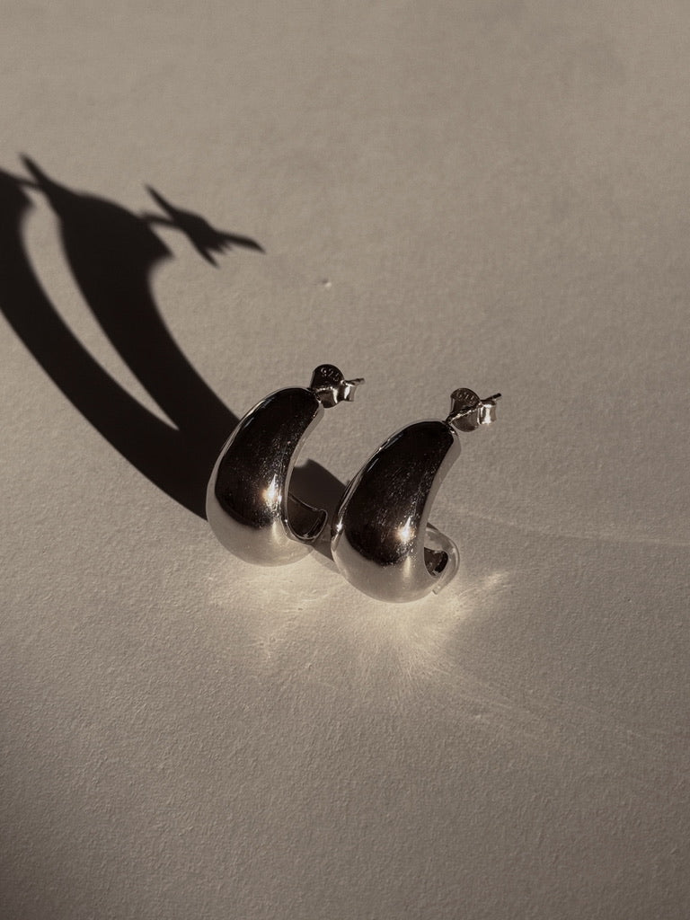 SAELA—Bold Chunky Silver Earrings