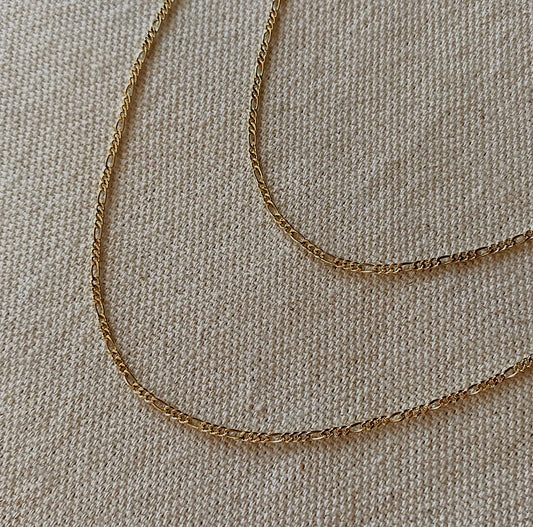 Gene 18k Gold Filled Thin Figaro Chain